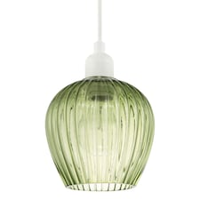 Modern Green Easy Fit Pendant Lighting Shade with Ridged Fluted Lines | Green
