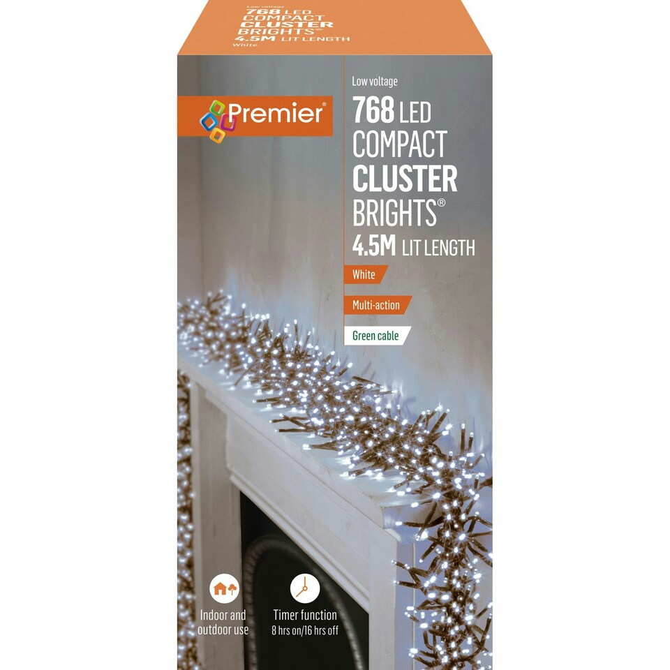 Premier ClusterBrights Compact 768 LED Lights 4.5m - White N/A