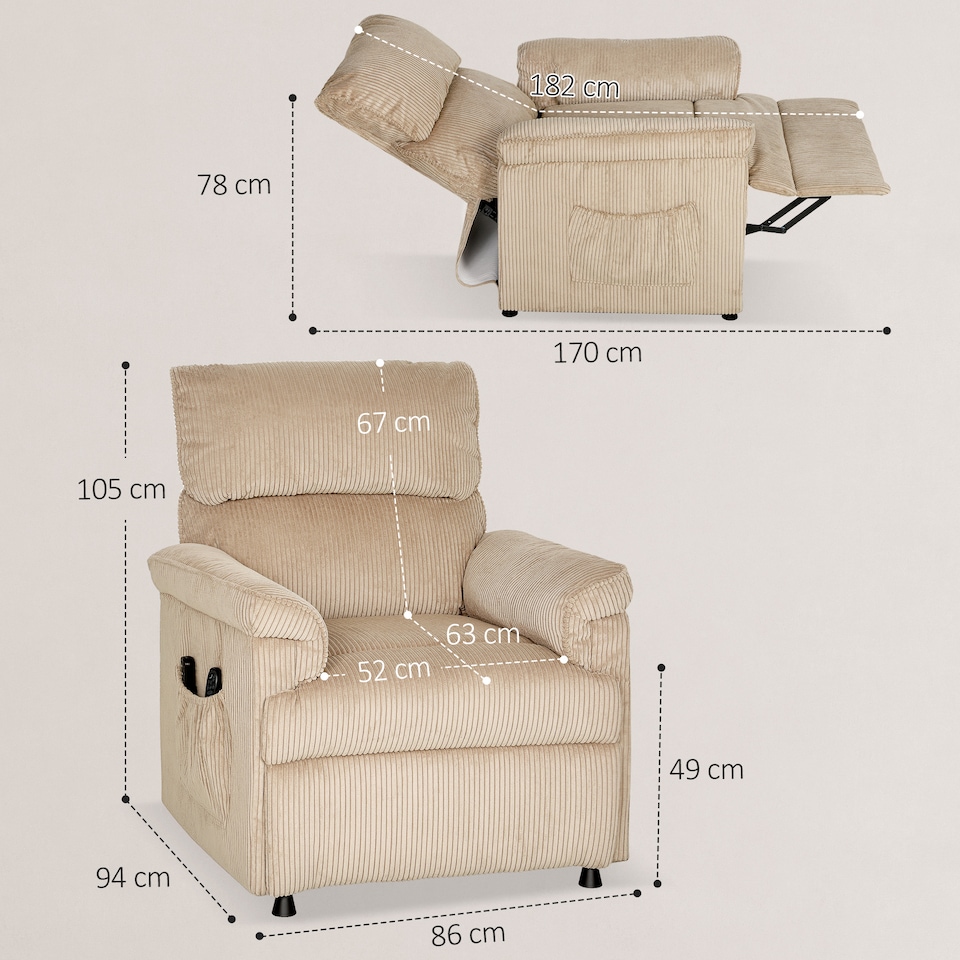 image 1 of HOMCOM Massage Recliner with Quiet Motor, Power Reclining Chair, Brown | Brown