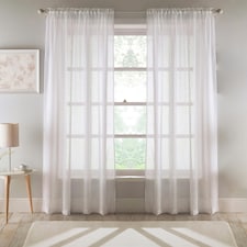 Pair of Eden White 100% Recycled Voile Panels 137 cm (54 inch) Rod Pocket Panels for Bedroom and Living Room