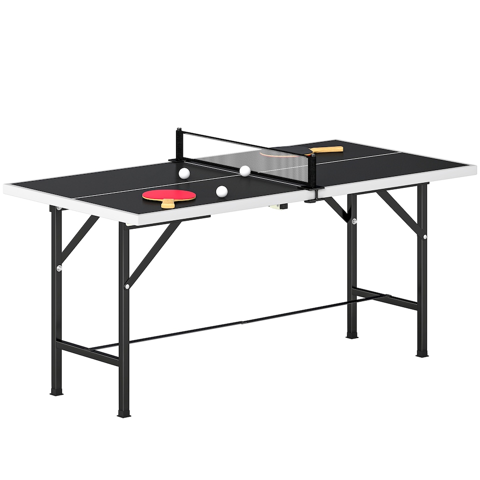 image 1 of SPORTNOW 5ft Mid-Size Table Tennis Table for Indoor Game, Black