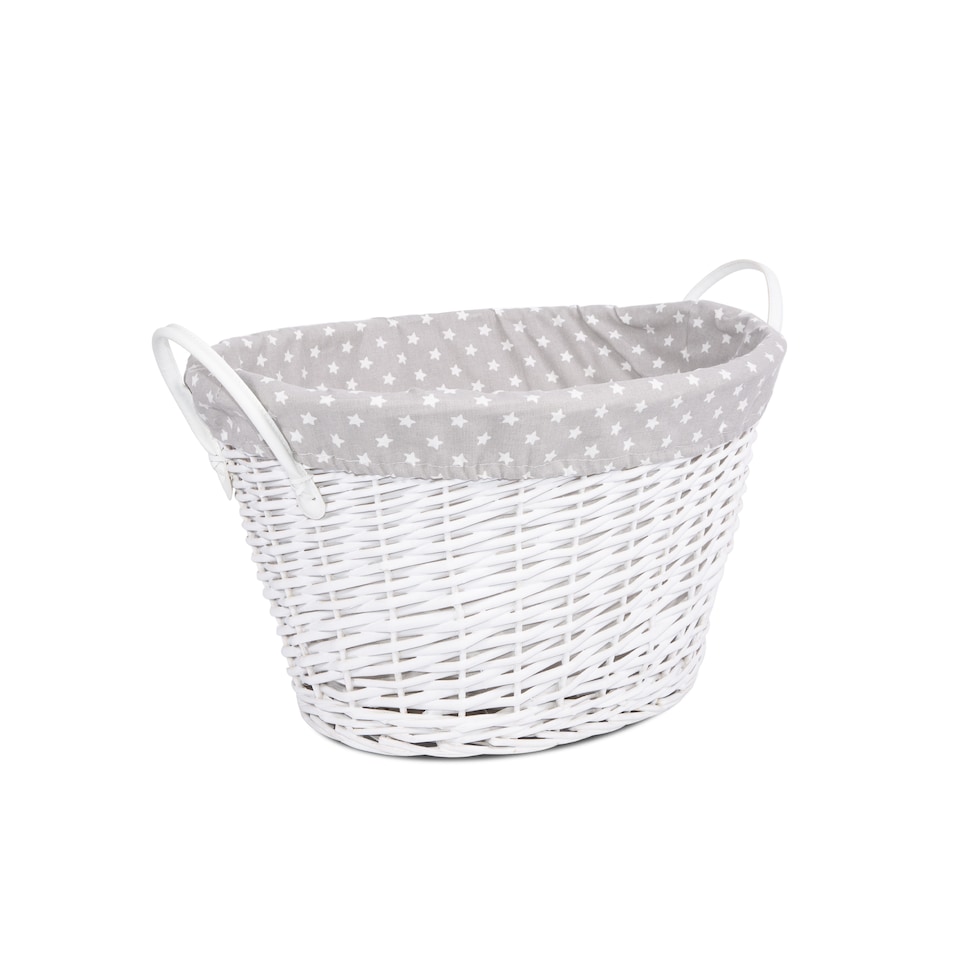 image 1 of Wickerfield Oval Wicker Laundry and Storage Basket with Handles and Removable Cotton Liner