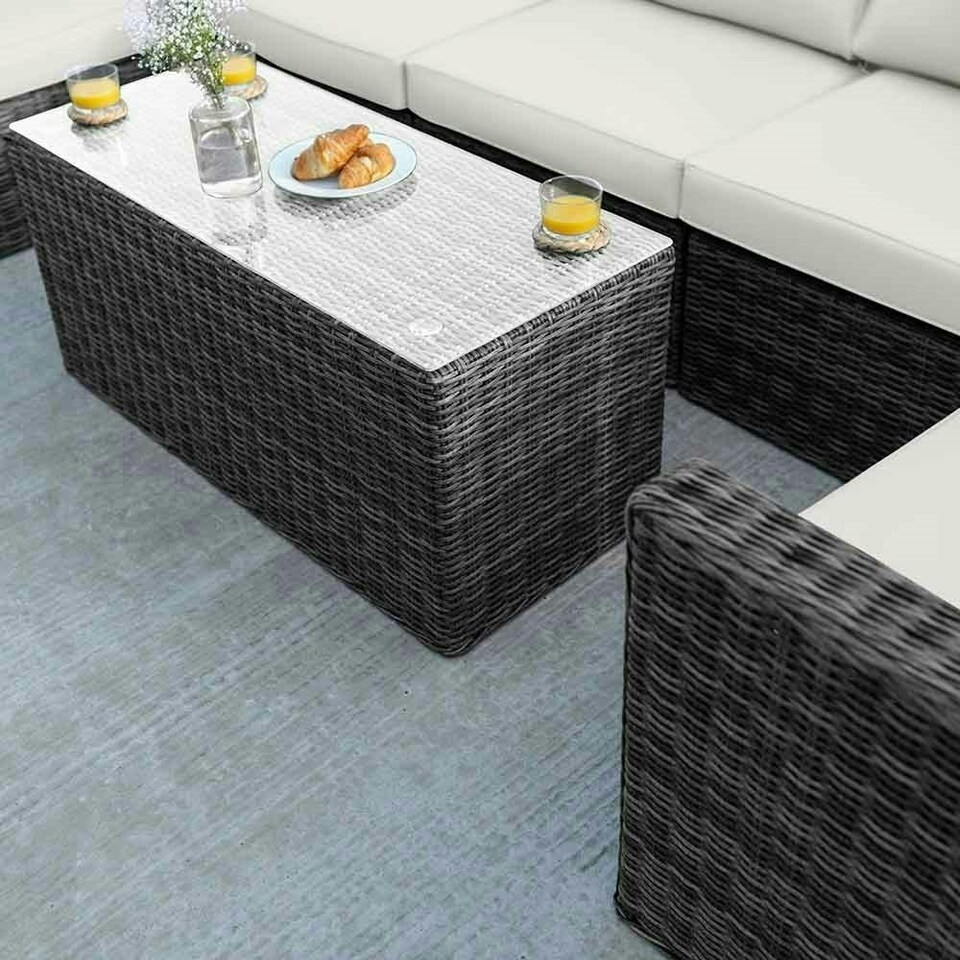 image 1 of Luxury Rattan 5 Seater Sofa Set with Coffee Table in Stone