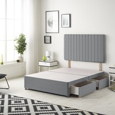 Texas Divan Bed Base with 2 Drawers & 30 Inch Headboard Plush Velvet | Grey | Charcoal