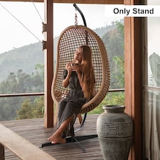 Outsunny Hanging Hammock Stand Hammock Chair Stand C Stand Steel Heavy Duty Stand for Hanging Hammock Air Porch Swing Chair Indoor Outdoor (Only Construction) | Black | Black