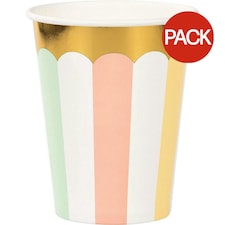 Creative Party Paper Scalloped Party Cup (Pack of 8) - Pastel/Gold - One Size