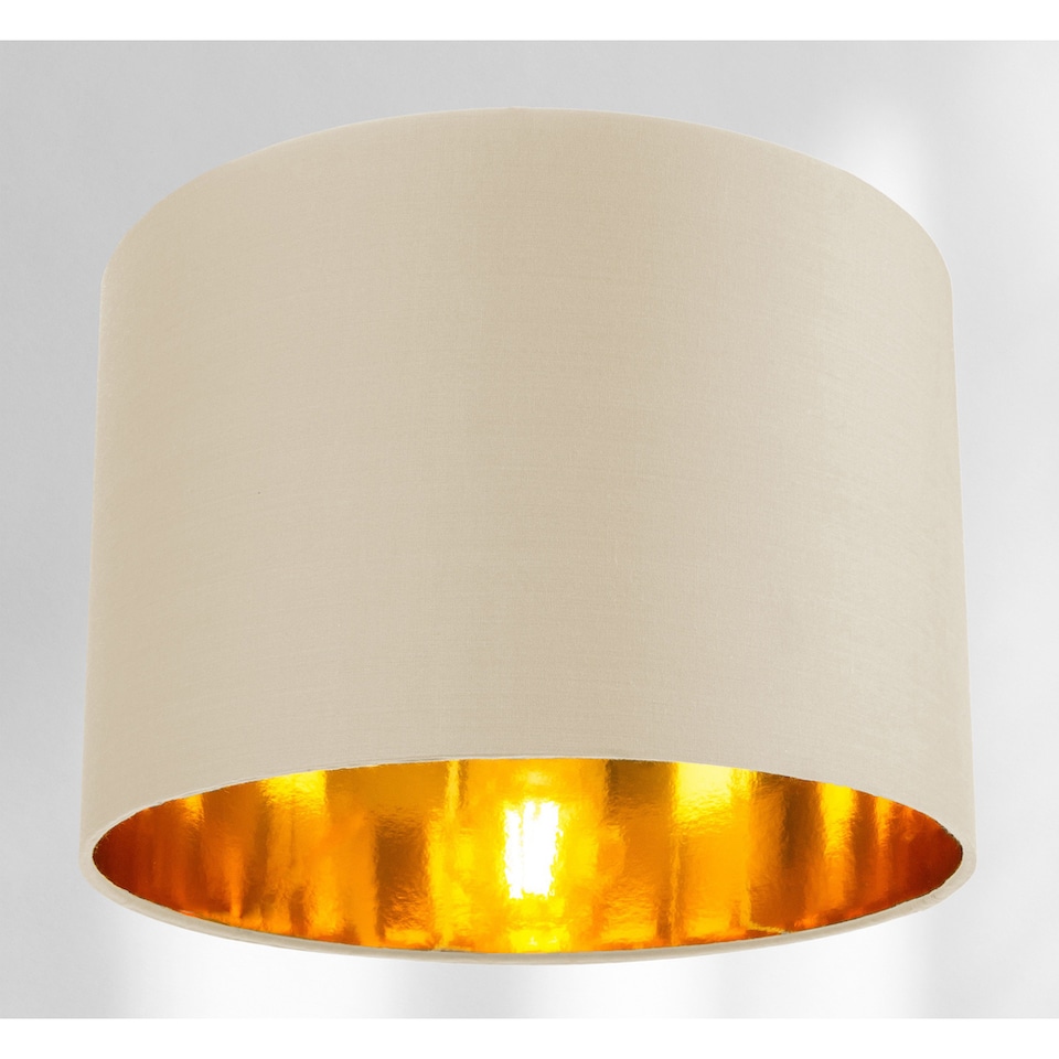 image 1 of Contemporary Cream Cotton 10 Table/Pendant Lamp Shade with Shiny Copper Inner | Cream