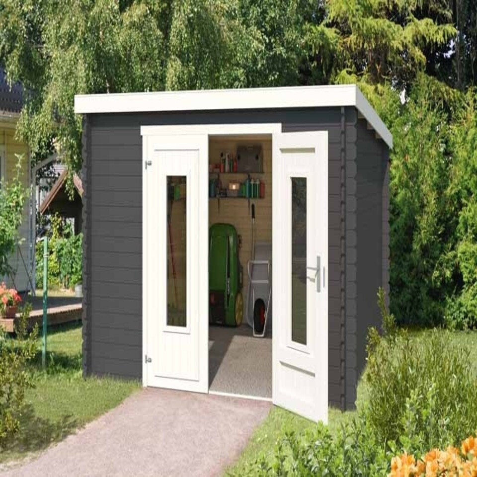 image 1 of Sacramento-Log Cabin, Wooden Garden Room, Timber Summerhouse, Home Office - L312 x W319 x H210.9 cm Brown