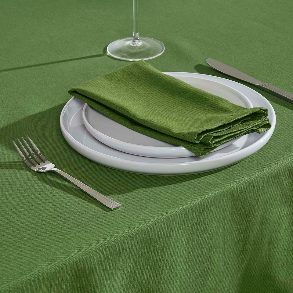 image 1 of Homescapes Dark Olive Tablecloth - 137 x 178 cm Green