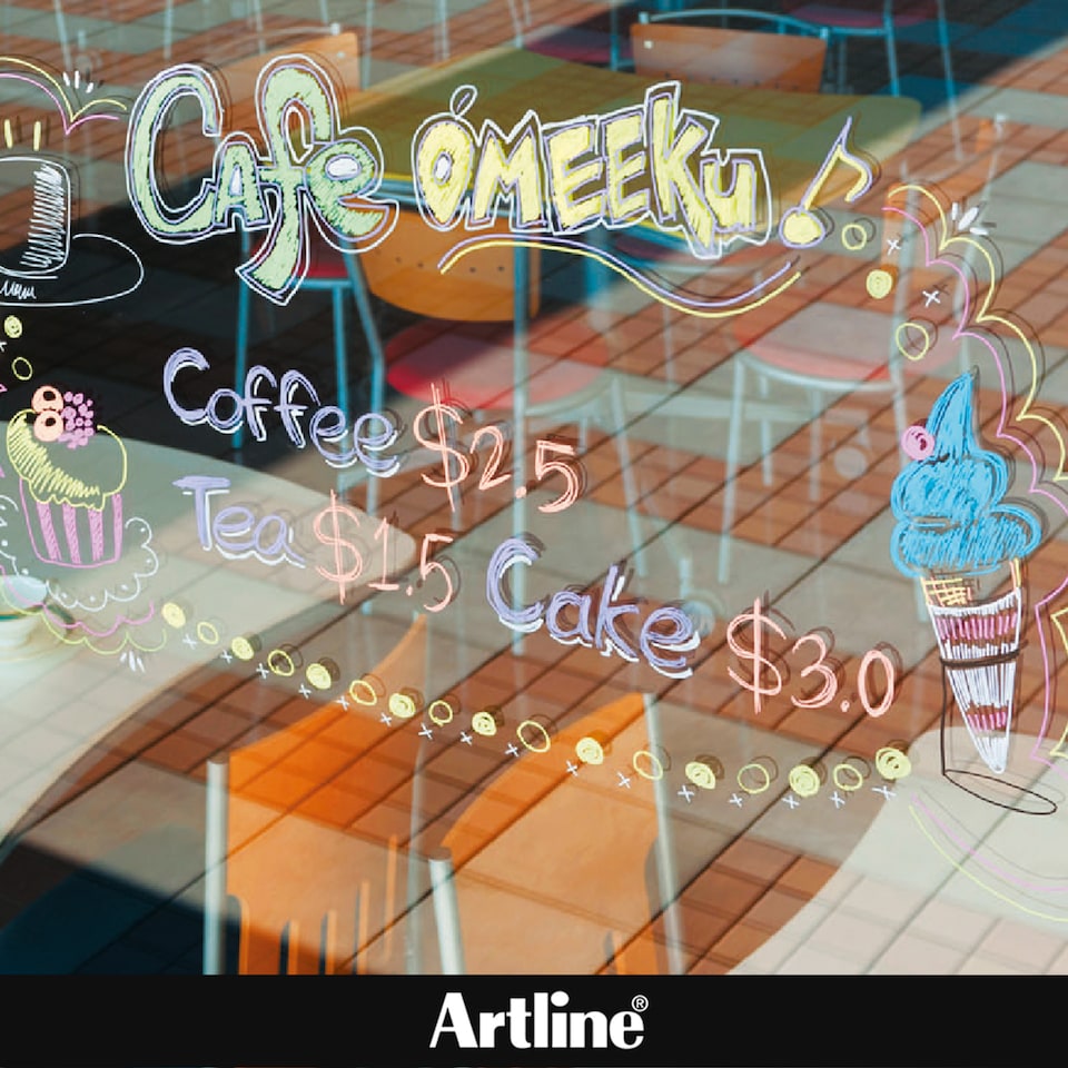 image 1 of Artline Glassboard Markers White 4 Pack