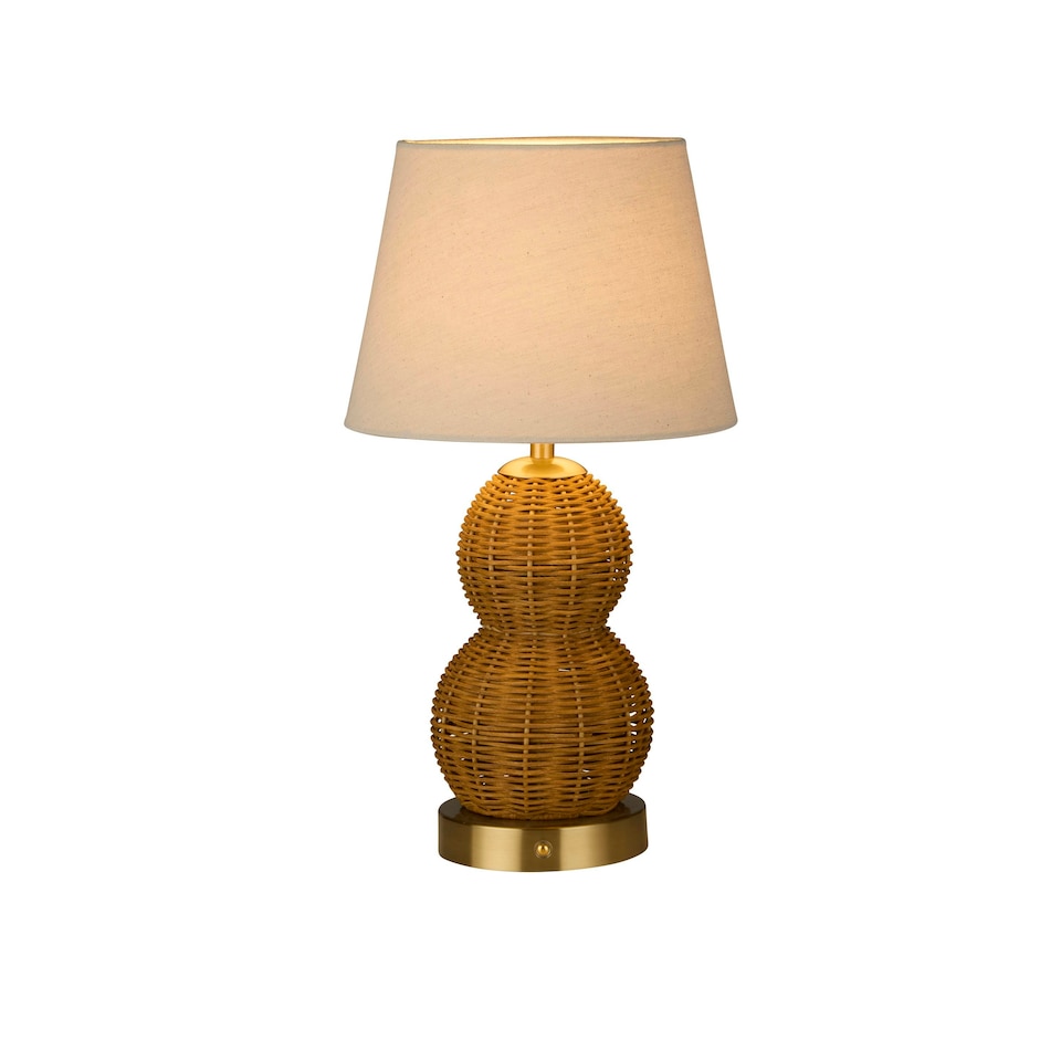 image 1 of RECHARGEABLE RATTAN TABLE LAMP | Brown