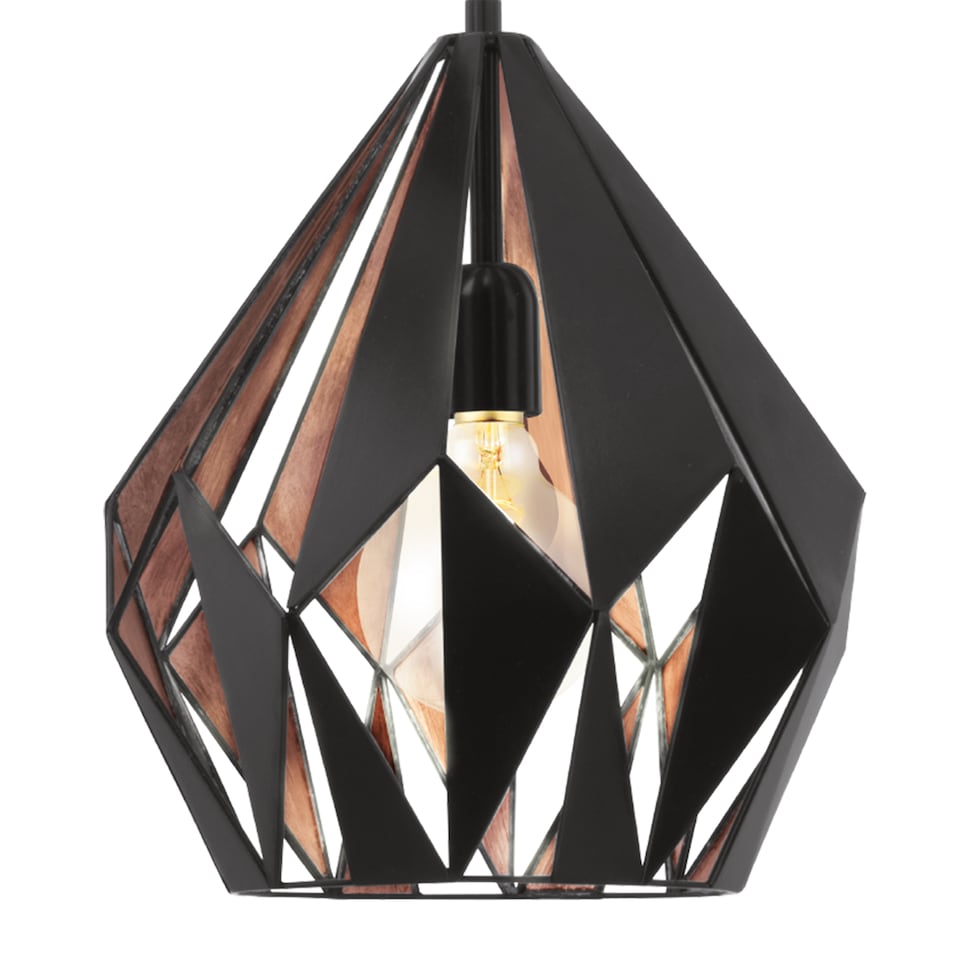 image 1 of EGLO Carlton 1 Black And Copper Steel Single Pendant, (D) 31cm | Black