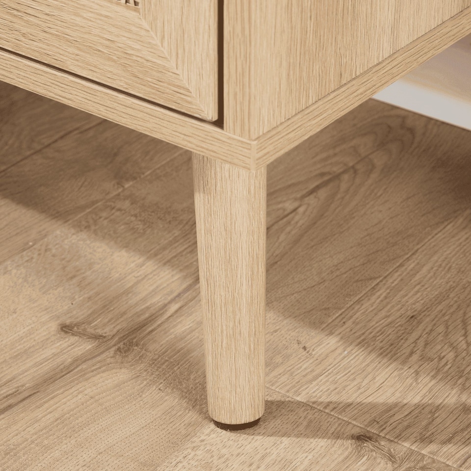 image 1 of Chest 6 Drawers with Rattan Fronts Solid Wooden Legs