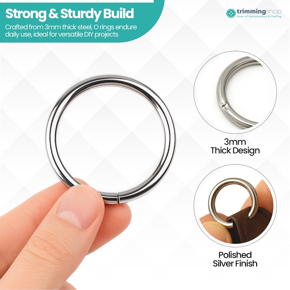 image 1 of 38mm O Rings Stainless Steel Split Rings Round Ring Keyring Hoops - Silver