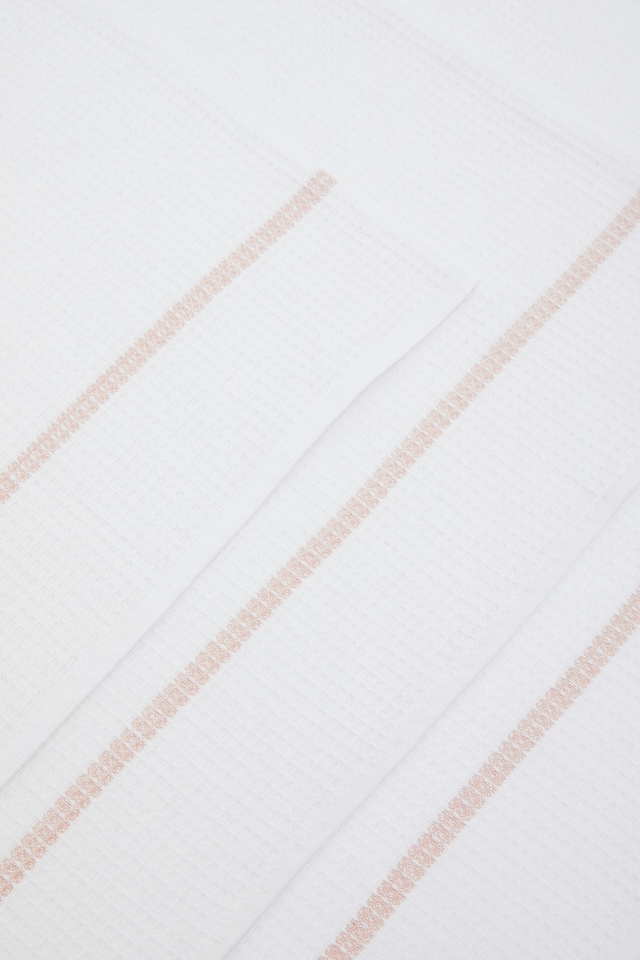 image 1 of Orsina Efficient Set Of Three White And Almond Tea Towels, Absorbent Durable Tea Towels, Soft Towels For Kitchen