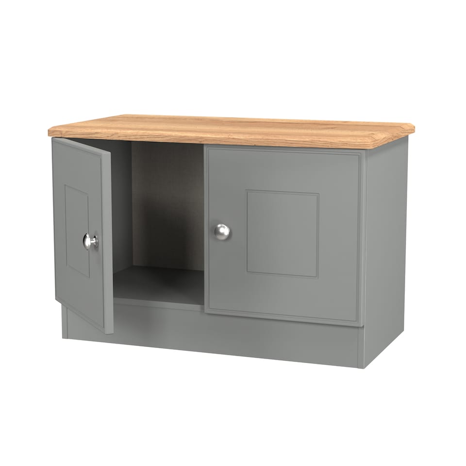image 1 of Albert Compact 2 Door Cupboard in Dusk Grey & Riviera Oak (Ready Assembled) | Grey | Dusk Grey & Riviera Oak