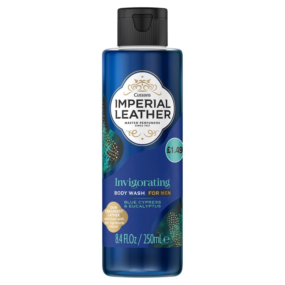 image 1 of Imperial Leather Invigorating Body Wash for Men Blue Cypress & Eucalyptus 250ml (Pack of 6)