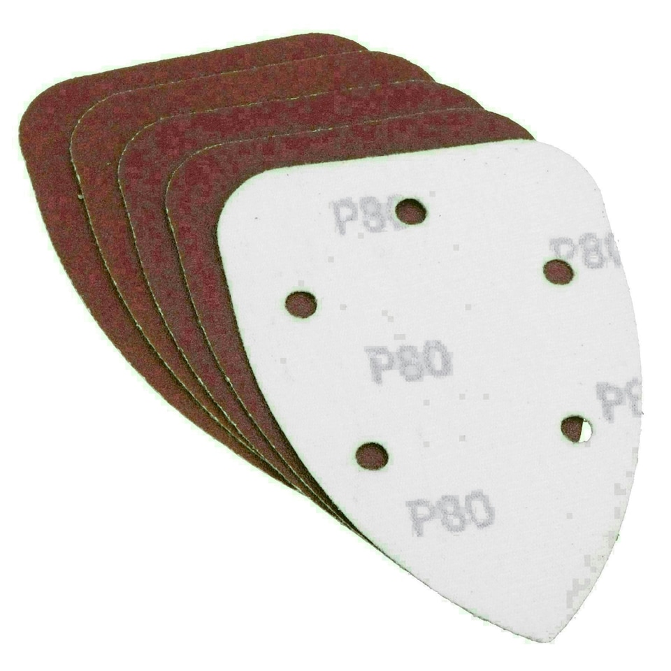 image 1 of Hook And Loop Detail Sanding Pads Discs 140mm Triangular 80 Grit Medium 100pc