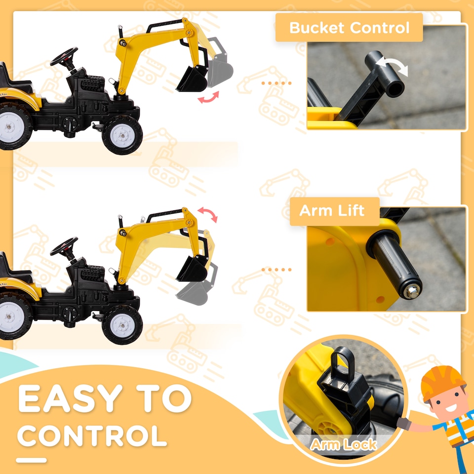 image 1 of HOMCOM Kids Pedal Go Kart Children Ride On Digger Tractor Toy Car For 3-6 Years
