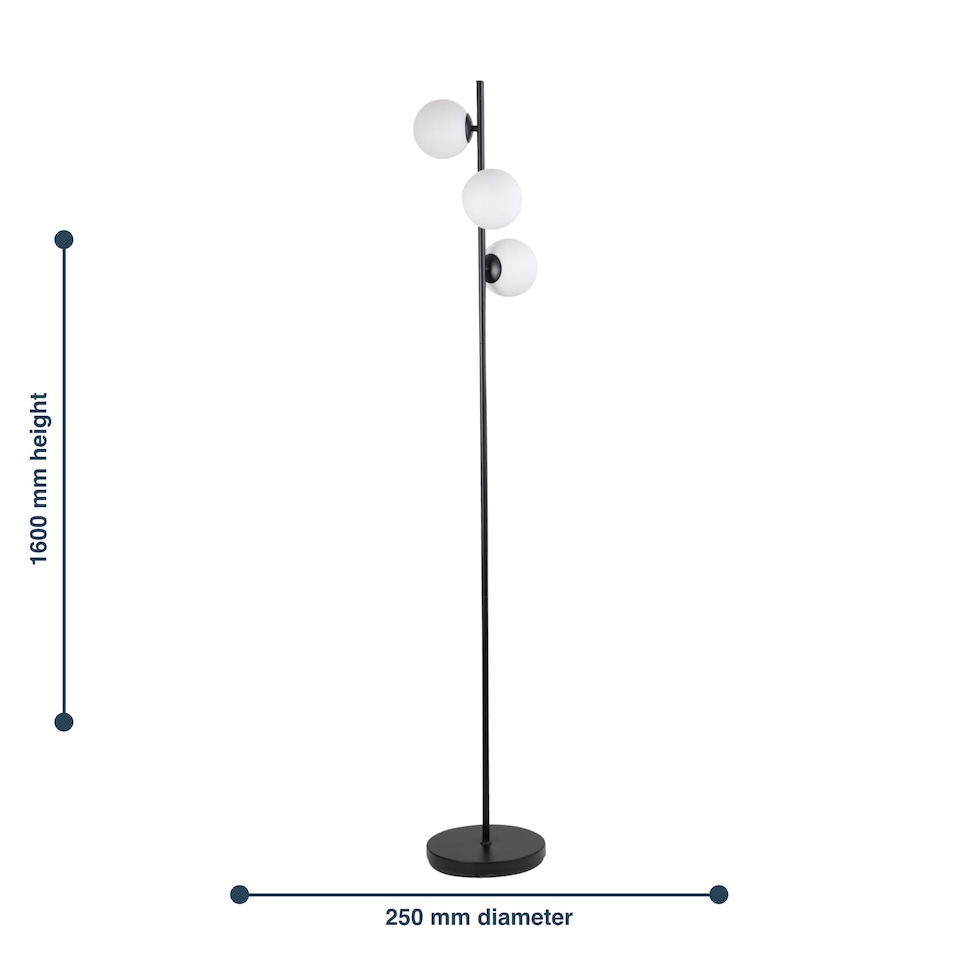 image 1 of Black Floor Lamp with Opal Globe Shades | Black | Small | 1
