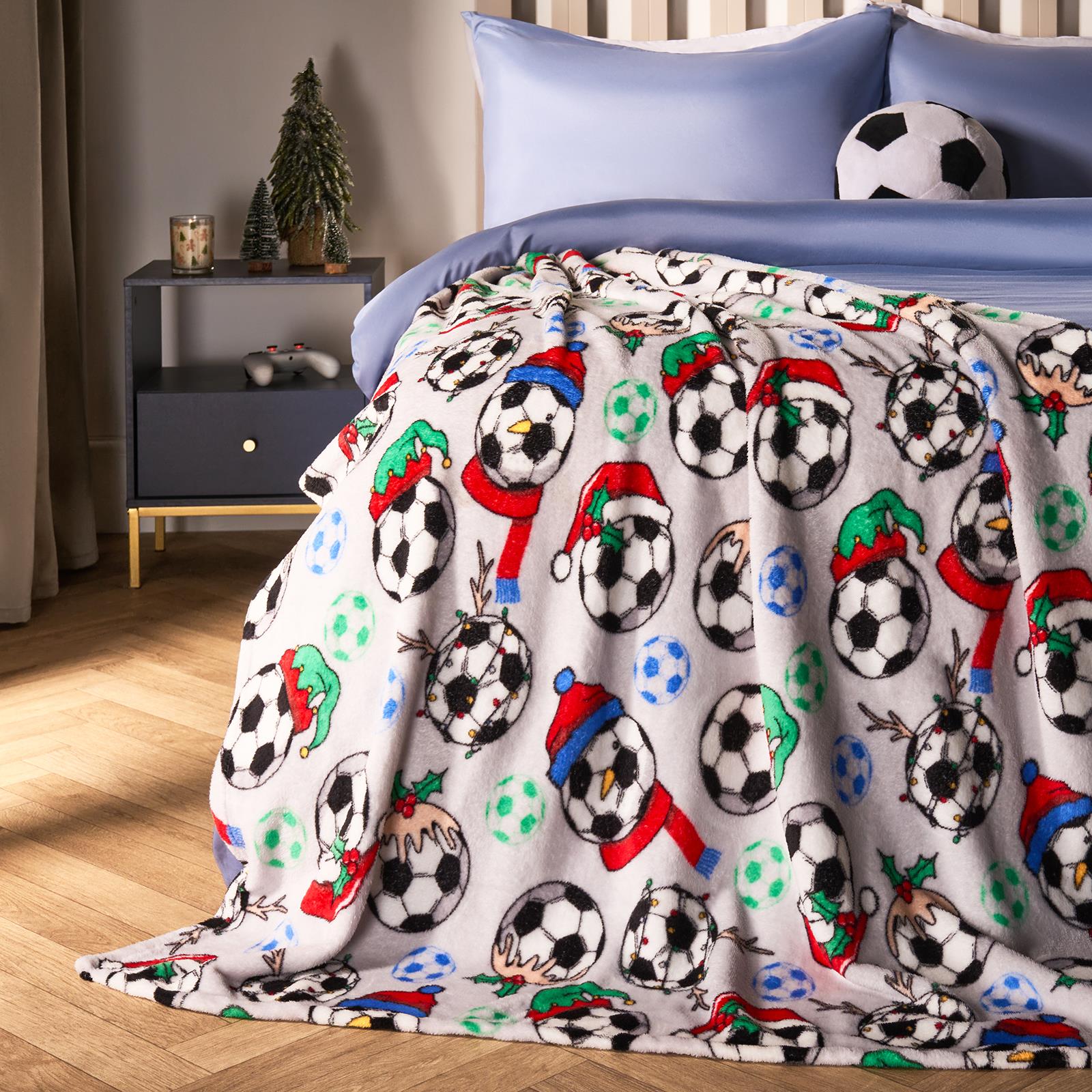 OHS Kids Christmas Football Soft Fleece Blanket Throws