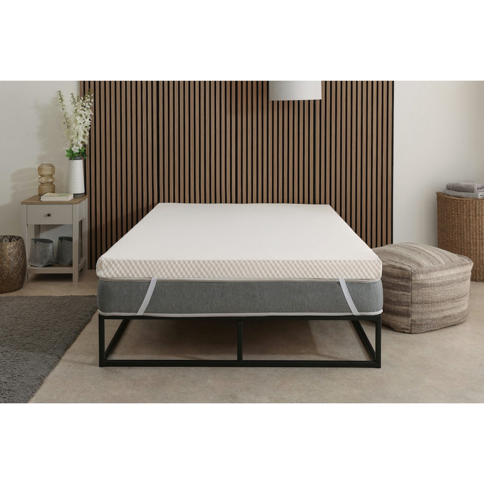 image 1 of Cool Quilted Memory Foam Mattress Topper - 2" Deep, Pressure-Relieving Support | White | Small Single