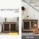 image 3 of PawHut Dog Crate Furniture w/ Sliding Door, for Large Dogs, Walnut Brown | Brown