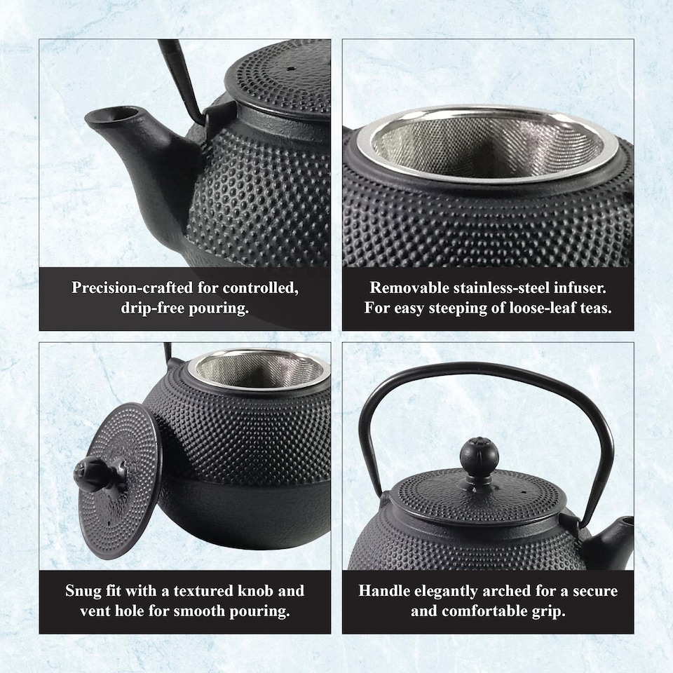 image 1 of Buckingham Japanese Cast Iron Teapot Kettle Tea Pot Tetsubin Hobnail Design , 1200 ml