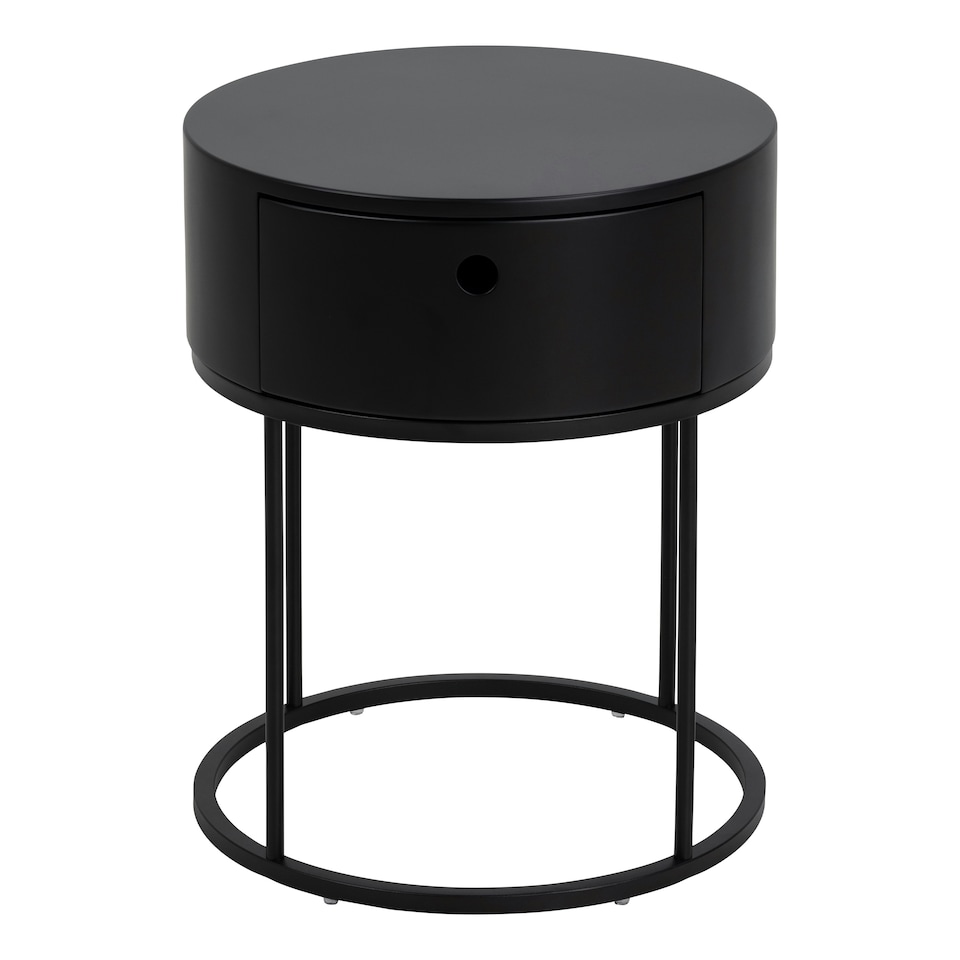 image 1 of Polo Round Bedside Table in Black