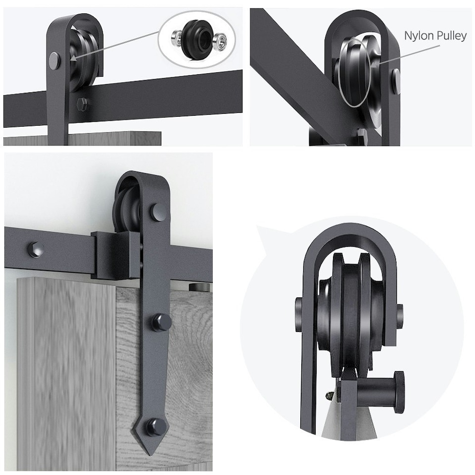 image 1 of Yaheetech Barn Door Sliding Hardware Black