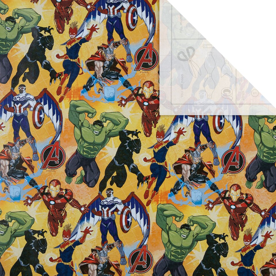 image 1 of Hallmark 6M Wrapping Paper - 3 X 2M Rolls - Marvel Avengers Design