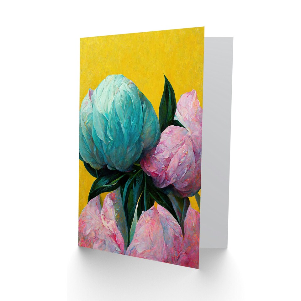 image 1 of Mothers Day Card Peony Blooms On Yellow For Her Wife Card