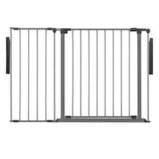 Safetots Premium Multi Panel Room Divider, up to 115cm Wide, Grey, 70cm Tall, Multi Panel Flexible Room Barrier, Room Divider with Door for Baby Grey