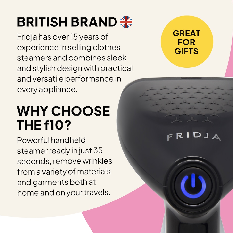 image 1 of Fridja F10 Handheld Clothes Steamer 1500W Portable Travel Size