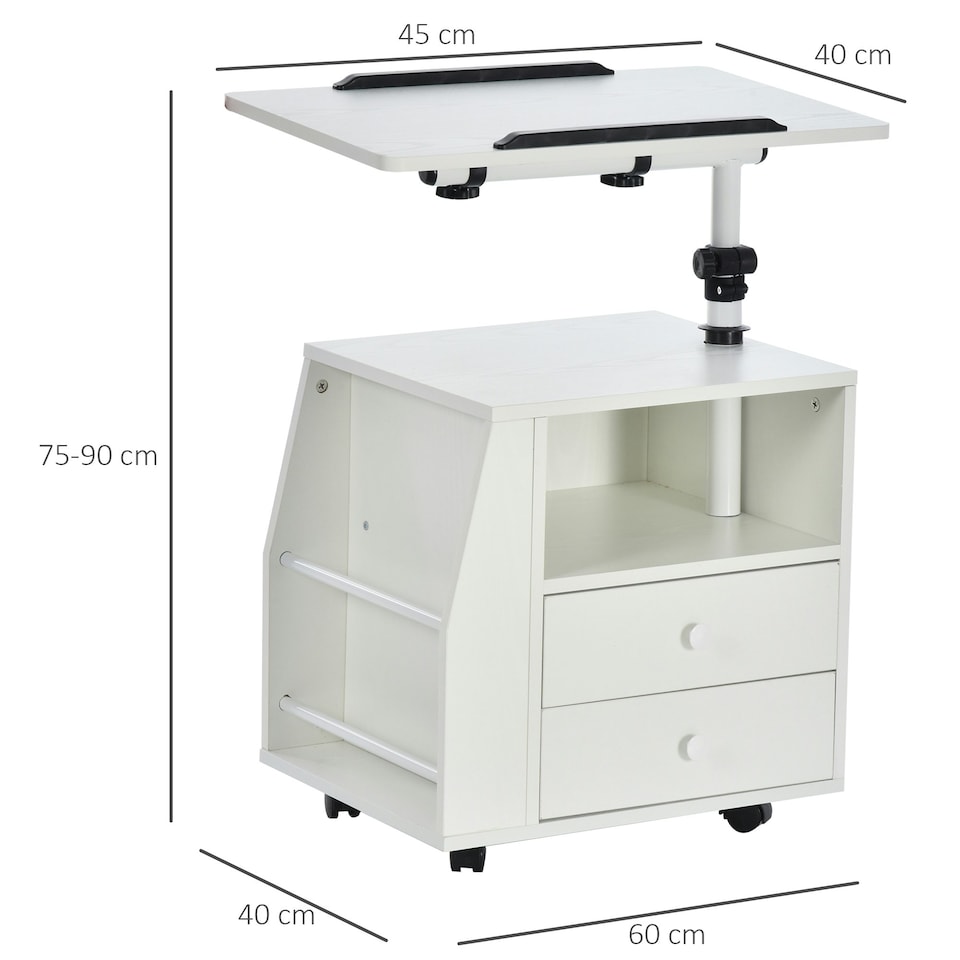 image 1 of HOMCOM End Table Nightstand 360° Adjustable Height and Angle P2 Particle Board
