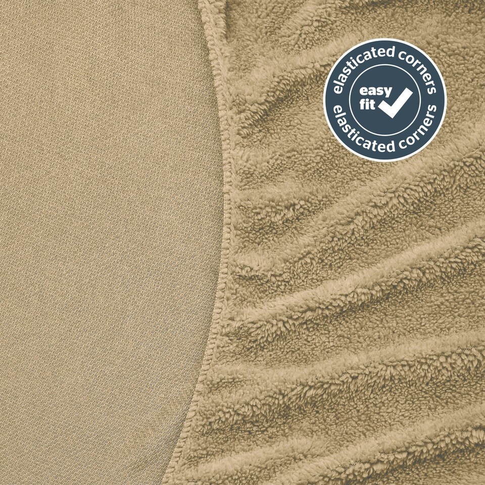 image 1 of Silentnight Teddy Fleece Fitted Sheet, Natural Beige, King