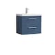 image 1 of Retro 2 Drawer Wall Hung Vanity Unit with Thin-Edge 1 Tap Hole Ceramic Basin - 600mm - Satin Blue - Balterley Blue