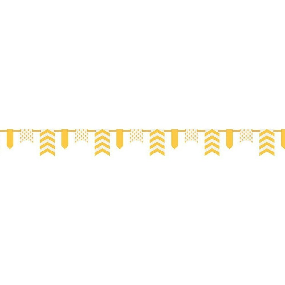 image 1 of Unique Party Paper Polka Dot and Chevron Bunting - Yellow/White - 12ft