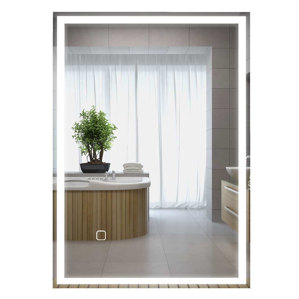 image 1 of HOMCOM Bathroom Mirror with LED Lights, Illuminated Makeup Mirror with 3 Colours, Defogging Film and Memory Function