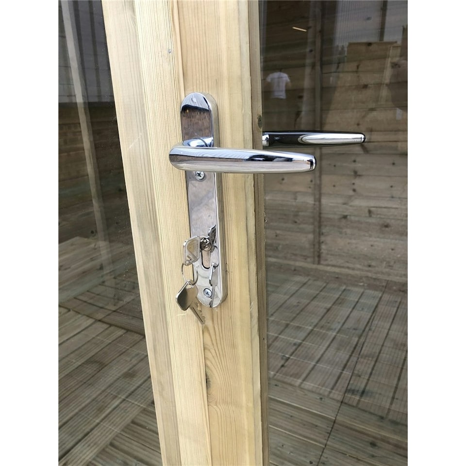 image 1 of 8 x 6 Pressure Treated T&G Apex Summerhouse + LONG WINDOWS + Overhang + Safety Toughened Glass + Euro Lock with Key (8' x 6' / 8ft x 6ft) (8x6)