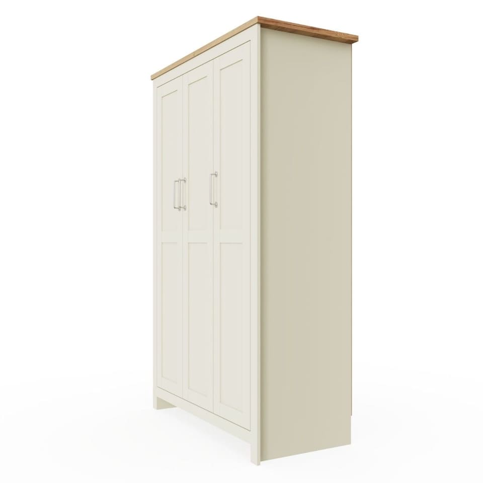 image 1 of Lisbon Cream 3 Door Wardrobe Bedroom Furniture Storage Cupboard