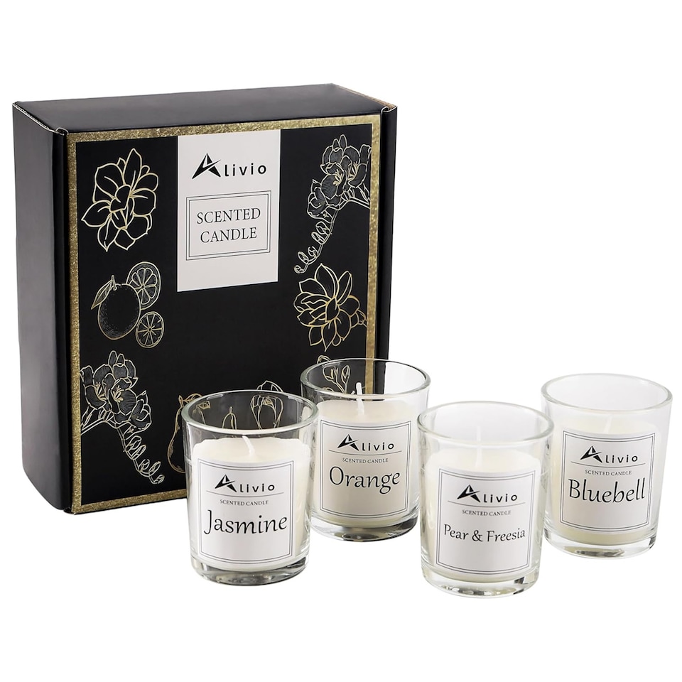 image 1 of Alivio 4-Piece Natural Soy Wax Scented Candle Set – Aromatherapy for Stress Relief & Relaxation