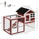 image 4 of PawHut Rabbit Hutch, Bunny Cage Outdoor Wooden House w/Tray & Ramp, Brown