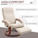 image 7 of HOMCOM Swivel Recliner Chair with Footstool and Wood Base, Manual Reclining Chair for Living Room, Bedroom, Beige
