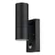 image 4 of Set of 2 Blaze - Black Outdoor Up Down Motion Sensor Wall Lights | Black | Clear | 2