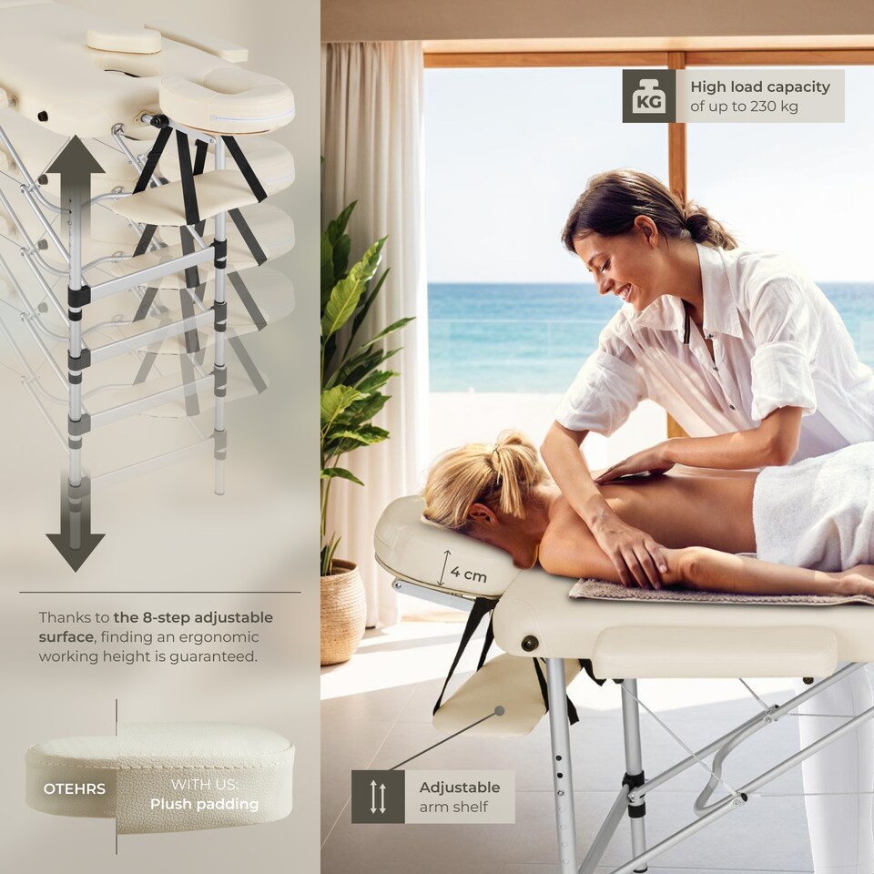 image 1 of Massage Table Set Massage Bench Massage Table 2 Zone Massage Bed Cosmetic Lounger Bag Bolsters Head And Armrests | Cream | beige | 1