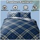 image 4 of VELVETIO Diagonal Check Complete Duvet Cover Set with Fitted Sheet Breathable Bedding Quilt Blue | King