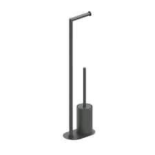 Cosmic Toilet Brush Paper Holder with Durable Stainless Steel, Matt Finish Black