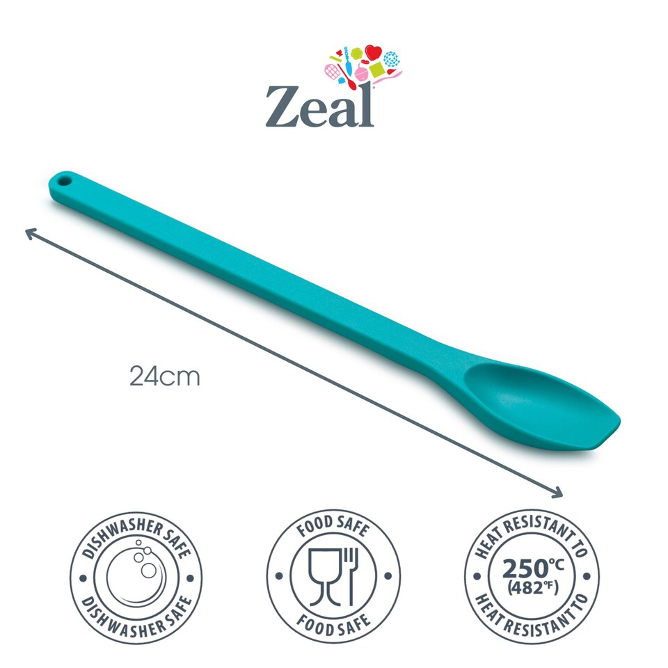 image 1 of Zeal Silicone Jar & Mayo Spoon, Long Handle Jar Spoon, Aqua