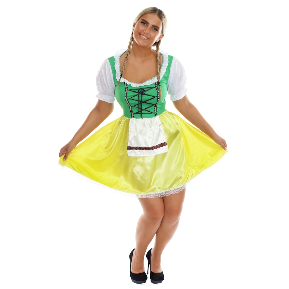 image 1 of Bavarian Beer Oktoberfest Costume Yellow/Green Yellow | M